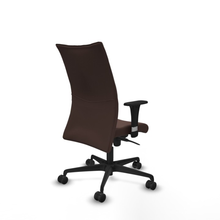 Albacete confidente XL sincro similpiel marrón oscuro brazos 1D cromados base nailon ruedas 65 mm nailon