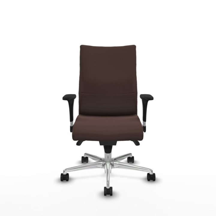 Albacete confidente XL sincro similpiel marrón oscuro brazos 1D cromados base aluminio ruedas 65 mm nailon