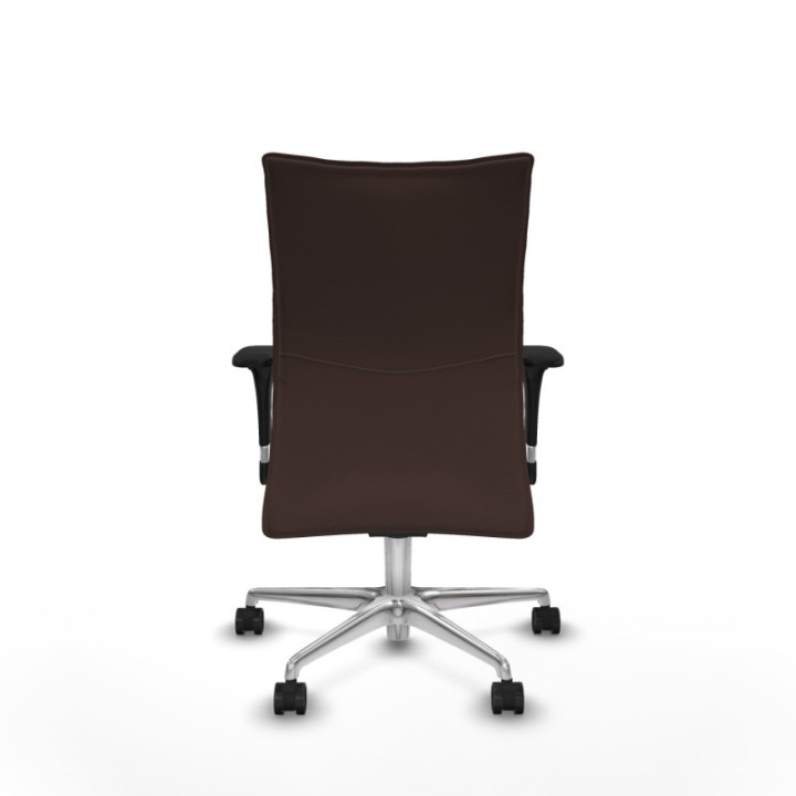 Albacete confidente XL sincro similpiel marrón oscuro brazos 1D cromados base aluminio ruedas 65 mm nailon