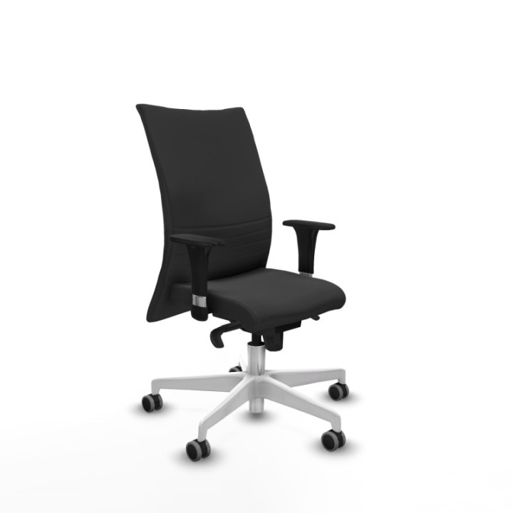 Albacete confidente XL sincro similpiel gris oscuro brazos 1D cromados base blanca ruedas 65mm engomadas