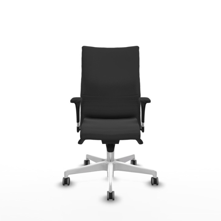 Albacete confidente XL sincro similpiel gris oscuro brazos 1D cromados base blanca ruedas 65mm engomadas