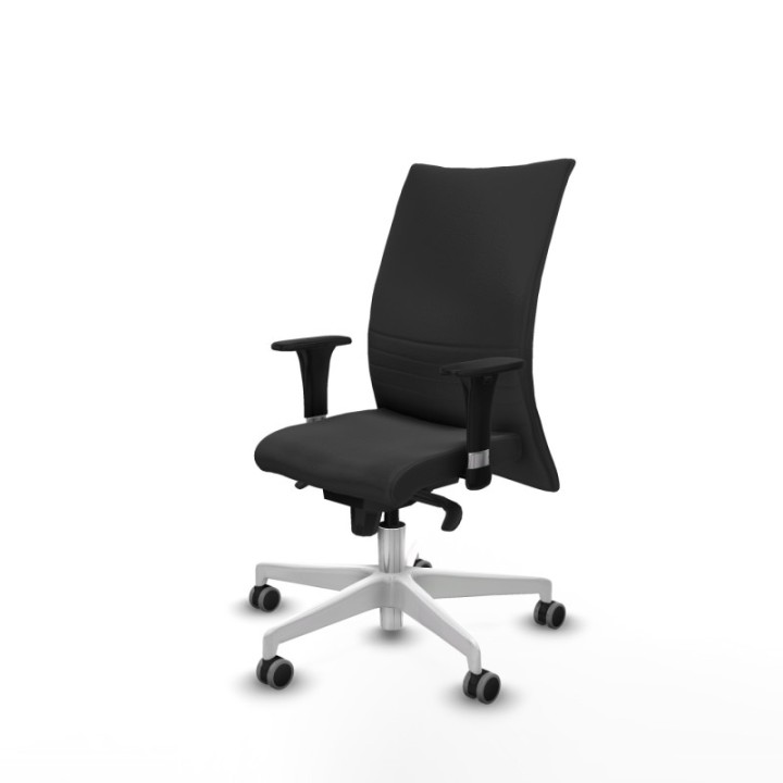 Albacete confidente XL sincro similpiel gris oscuro brazos 1D cromados base blanca ruedas 65mm engomadas