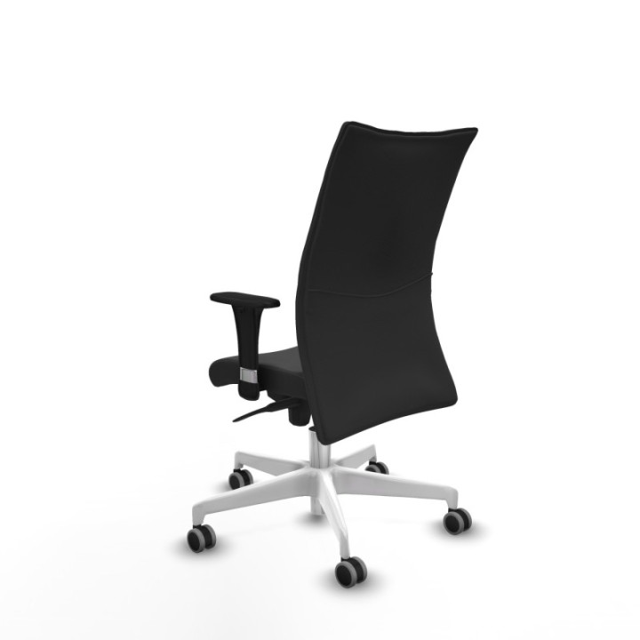 Albacete confidente XL sincro similpiel gris oscuro brazos 1D cromados base blanca ruedas 65mm engomadas