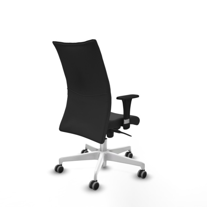 Albacete confidente XL sincro similpiel gris oscuro brazos 1D cromados base blanca ruedas 65mm engomadas