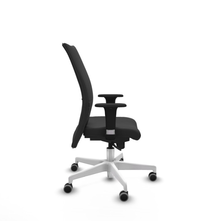 Albacete confidente XL sincro similpiel gris oscuro brazos 1D cromados base blanca ruedas 65mm engomadas