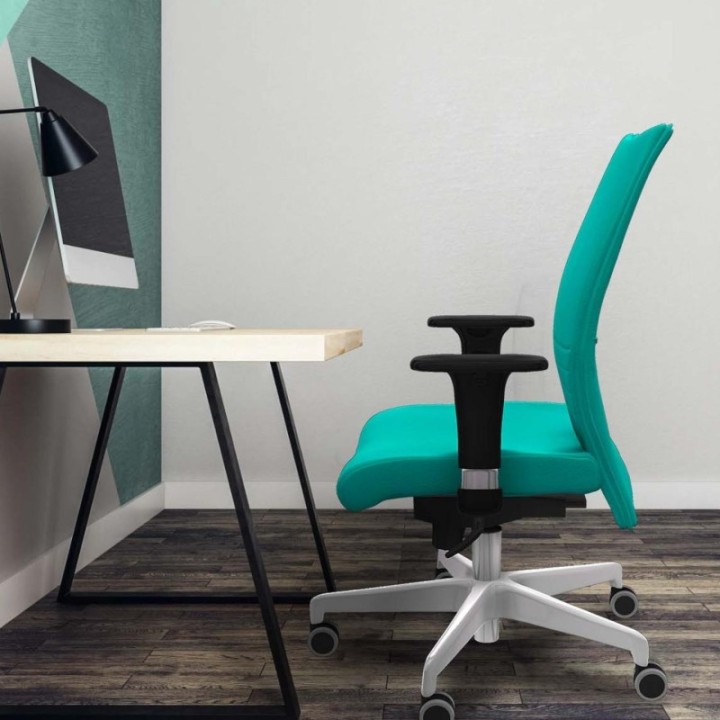 Albacete confidente XL sincro similpiel gris oscuro brazos 1D cromados base blanca ruedas 65mm engomadas