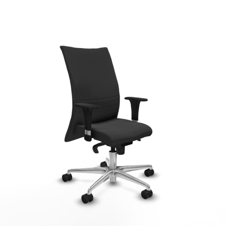 Albacete confidente XL sincro similpiel gris oscuro brazos 1D cromados base aluminio ruedas 65 mm nailon