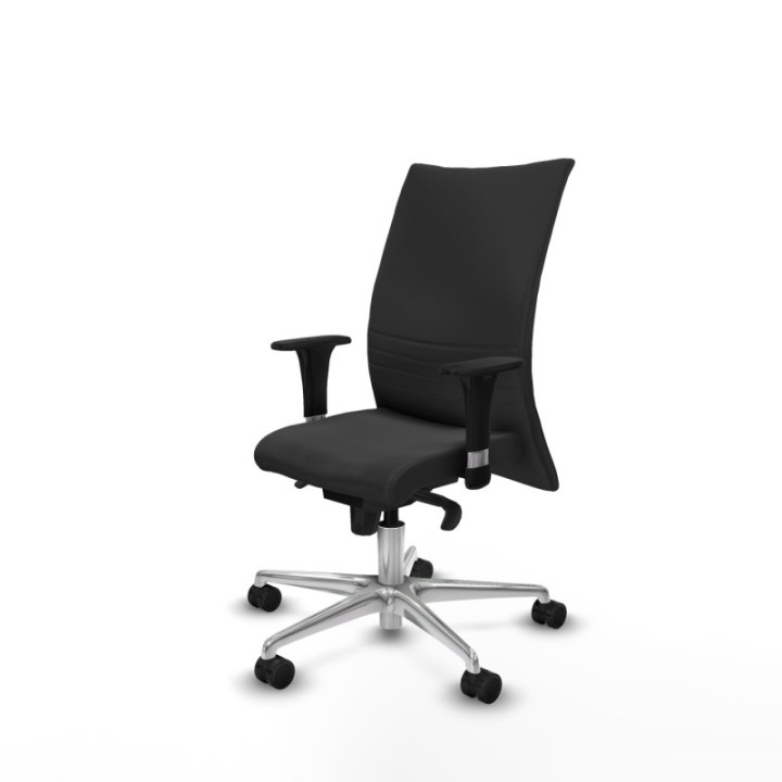 Albacete confidente XL sincro similpiel gris oscuro brazos 1D cromados base aluminio ruedas 65 mm nailon