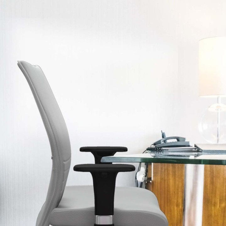 Albacete confidente XL sincro similpiel gris oscuro brazos 1D cromados base aluminio ruedas 65 mm nailon