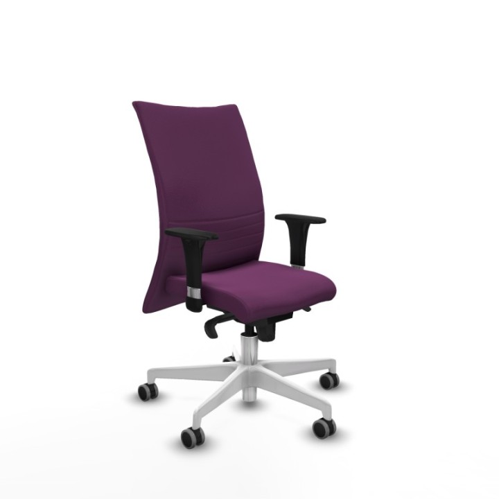 Albacete confidente XL sincro similpiel morado brazos 1D cromados base blanca ruedas 65mm engomadas