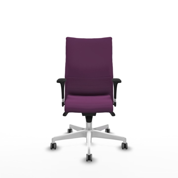 Albacete confidente XL sincro similpiel morado brazos 1D cromados base blanca ruedas 65mm engomadas