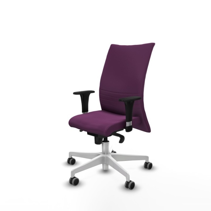 Albacete confidente XL sincro similpiel morado brazos 1D cromados base blanca ruedas 65mm engomadas