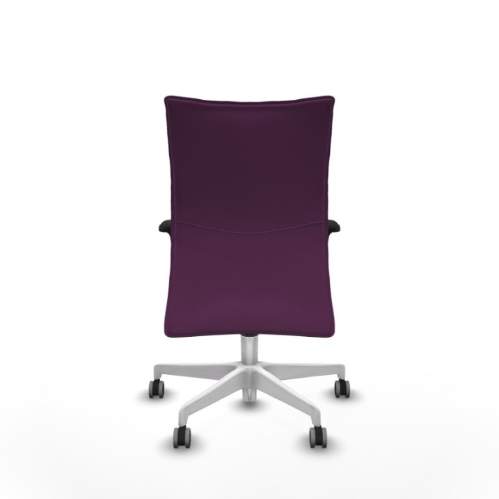 Albacete confidente XL sincro similpiel morado brazos 1D cromados base blanca ruedas 65mm engomadas