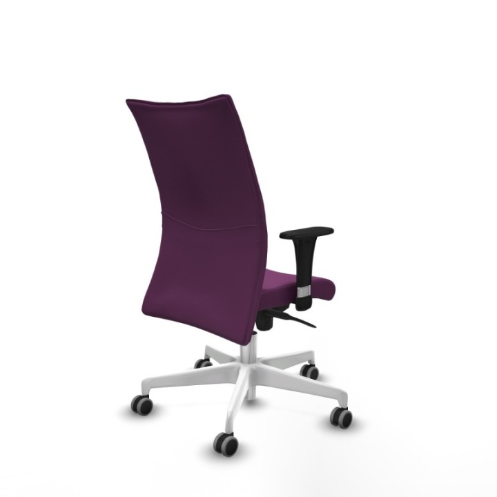 Albacete confidente XL sincro similpiel morado brazos 1D cromados base blanca ruedas 65mm engomadas