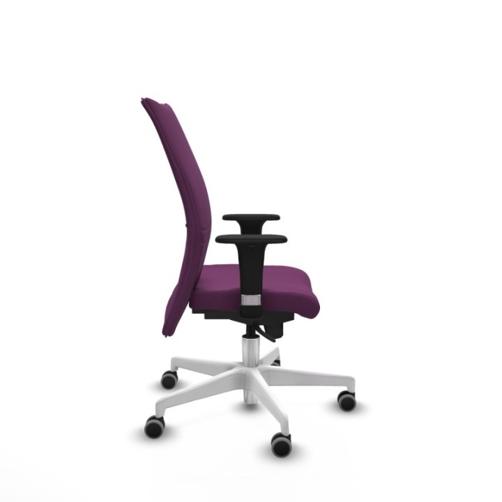 Albacete confidente XL sincro similpiel morado brazos 1D cromados base blanca ruedas 65mm engomadas