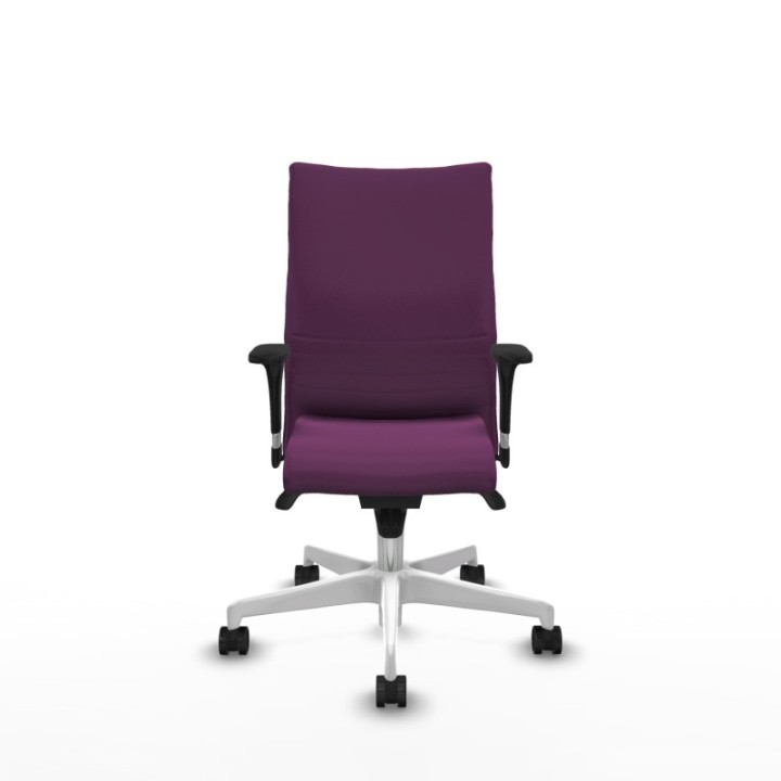 Albacete confidente XL sincro similpiel morado brazos 1D cromados base blanca ruedas 65 mm nailon