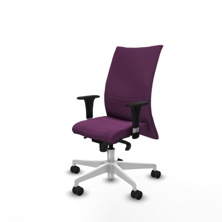 Albacete confidente XL sincro similpiel morado brazos 1D cromados base blanca ruedas 65 mm nailon