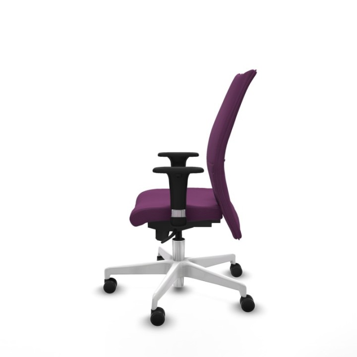 Albacete confidente XL sincro similpiel morado brazos 1D cromados base blanca ruedas 65 mm nailon