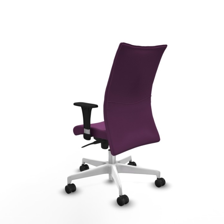 Albacete confidente XL sincro similpiel morado brazos 1D cromados base blanca ruedas 65 mm nailon