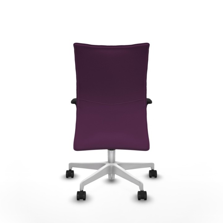 Albacete confidente XL sincro similpiel morado brazos 1D cromados base blanca ruedas 65 mm nailon