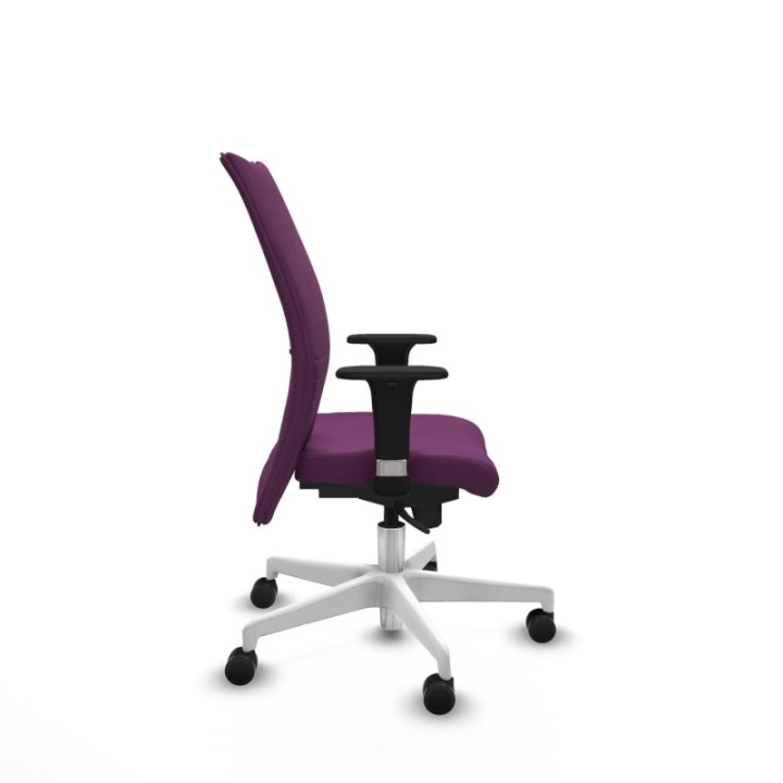 Albacete confidente XL sincro similpiel morado brazos 1D cromados base blanca ruedas 65 mm nailon