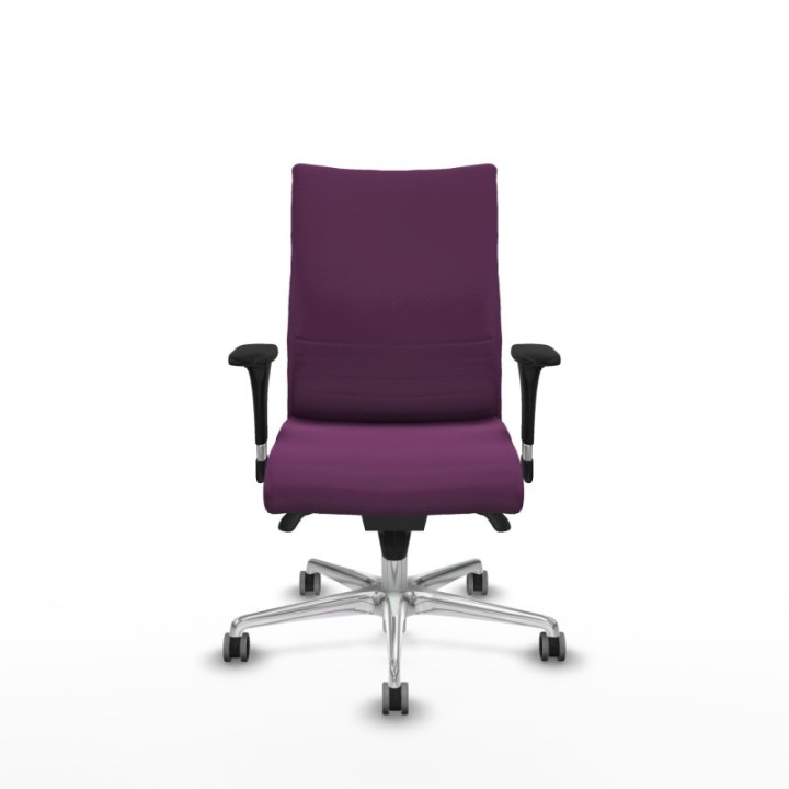 Albacete confidente XL sincro similpiel morado brazos 1D cromados base aluminio ruedas 65mm engomadas