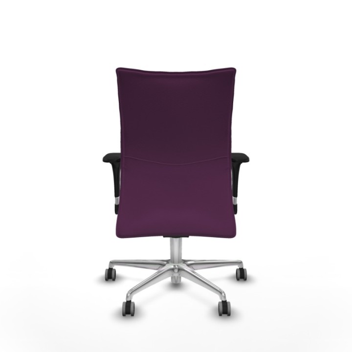 Albacete confidente XL sincro similpiel morado brazos 1D cromados base aluminio ruedas 65mm engomadas