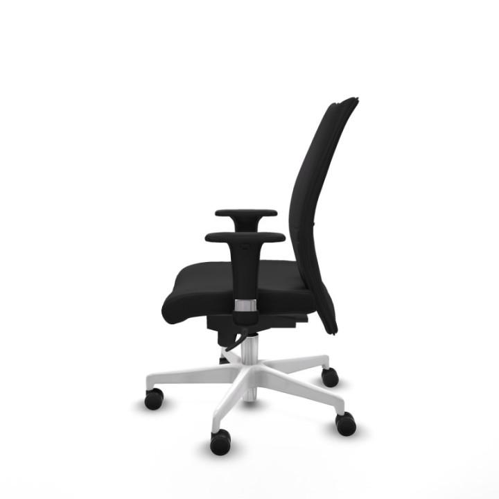 Albacete confidente XL sincro similpiel negro brazos 1D cromados base blanca ruedas 65 mm nailon