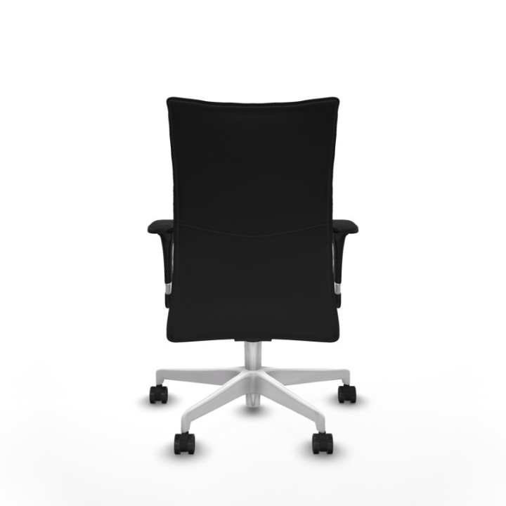 Albacete confidente XL sincro similpiel negro brazos 1D cromados base blanca ruedas 65 mm nailon