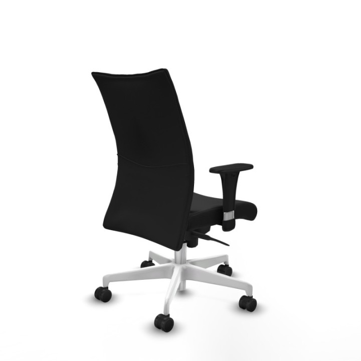 Albacete confidente XL sincro similpiel negro brazos 1D cromados base blanca ruedas 65 mm nailon