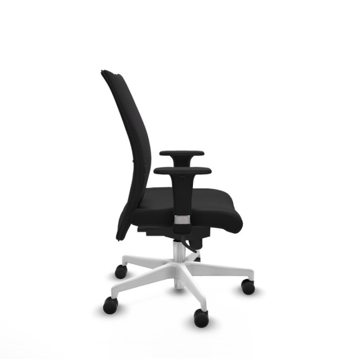 Albacete confidente XL sincro similpiel negro brazos 1D cromados base blanca ruedas 65 mm nailon