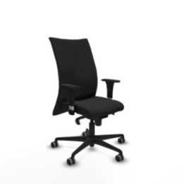 Albacete confidente XL sincro similpiel negro brazos 1D cromados base nailon ruedas 65mm engomadas