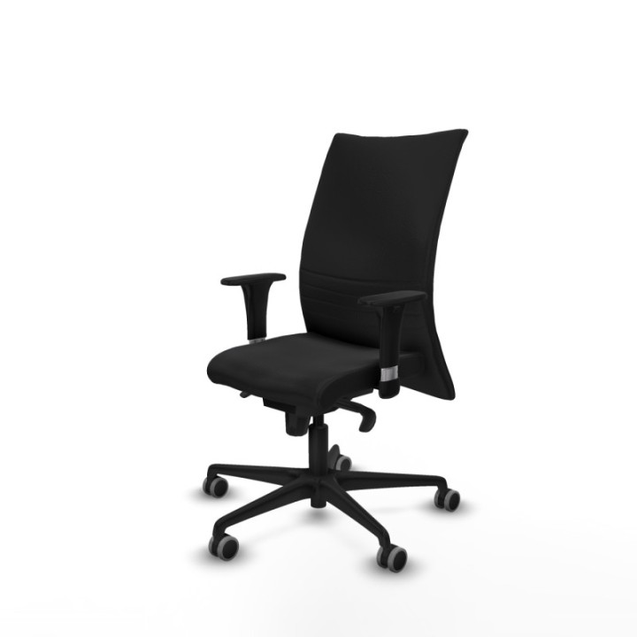 Albacete confidente XL sincro similpiel negro brazos 1D cromados base nailon ruedas 65mm engomadas