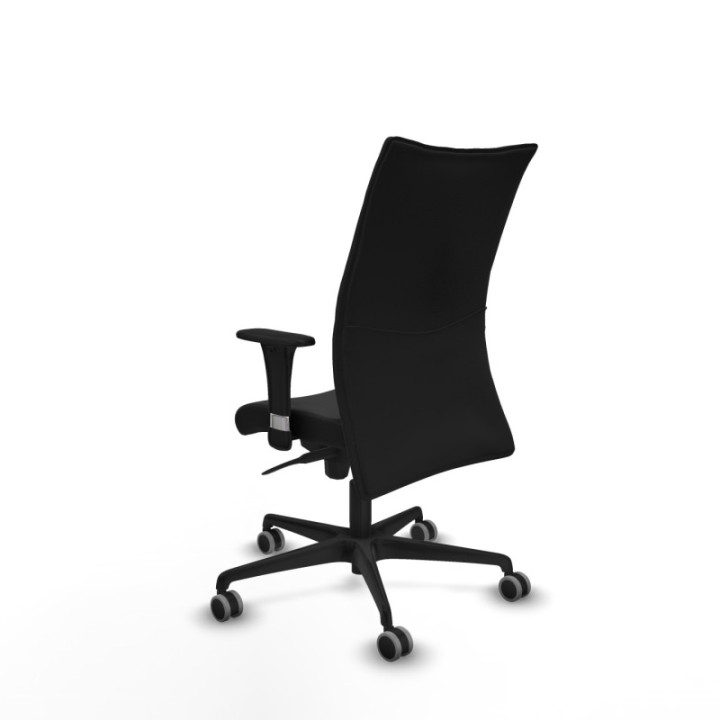 Albacete confidente XL sincro similpiel negro brazos 1D cromados base nailon ruedas 65mm engomadas