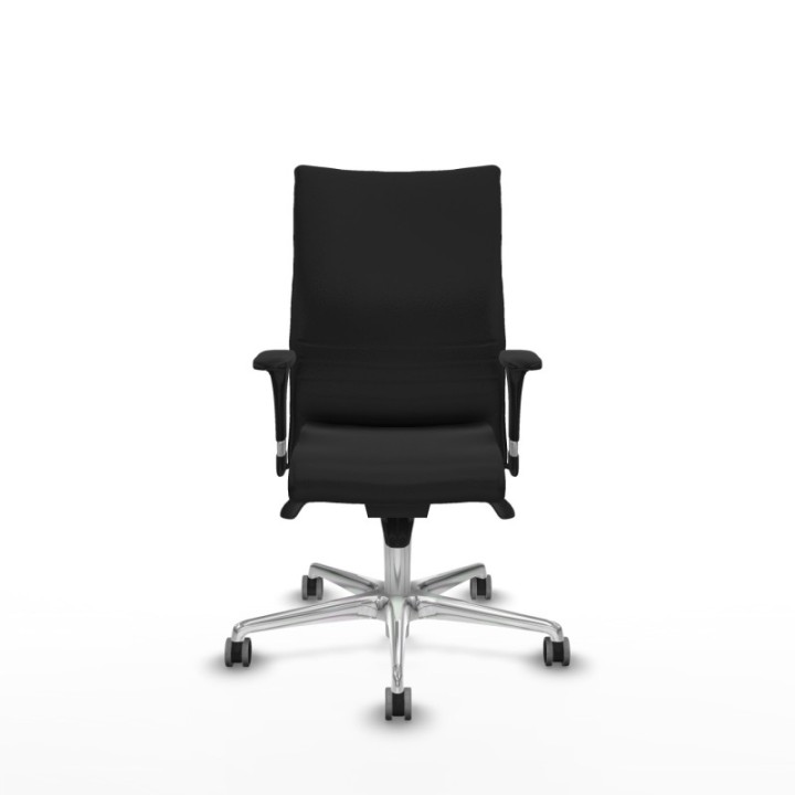 Albacete confidente XL sincro similpiel negro brazos 1D cromados base aluminio ruedas 65mm engomadas