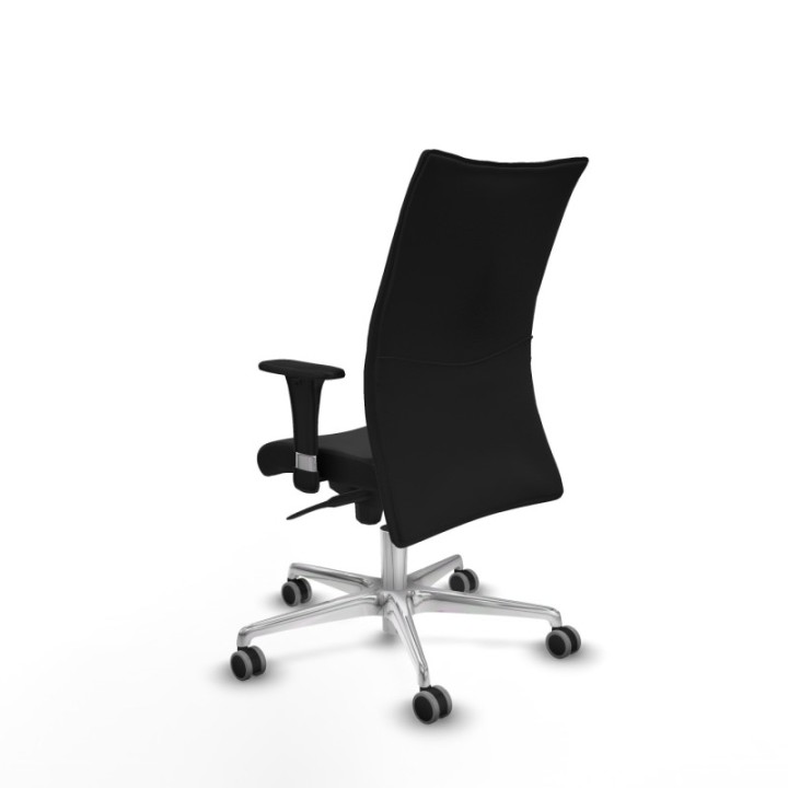 Albacete confidente XL sincro similpiel negro brazos 1D cromados base aluminio ruedas 65mm engomadas