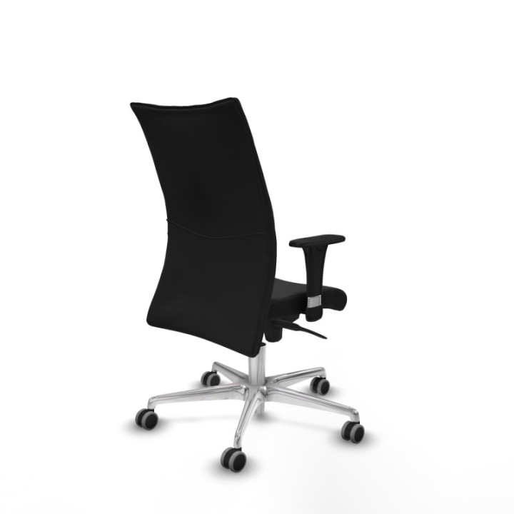 Albacete confidente XL sincro similpiel negro brazos 1D cromados base aluminio ruedas 65mm engomadas