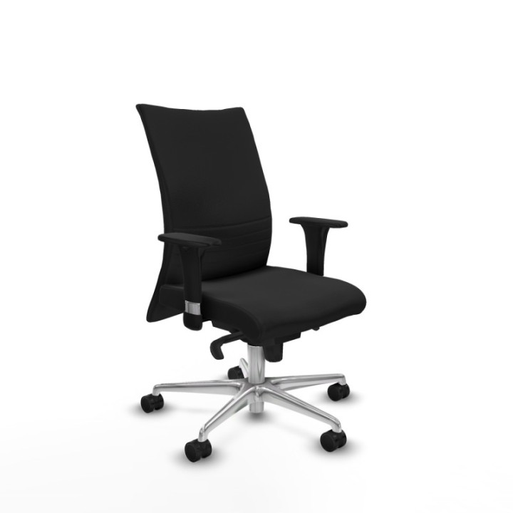 Albacete confidente XL sincro similpiel negro brazos 1D cromados base aluminio ruedas 65 mm nailon