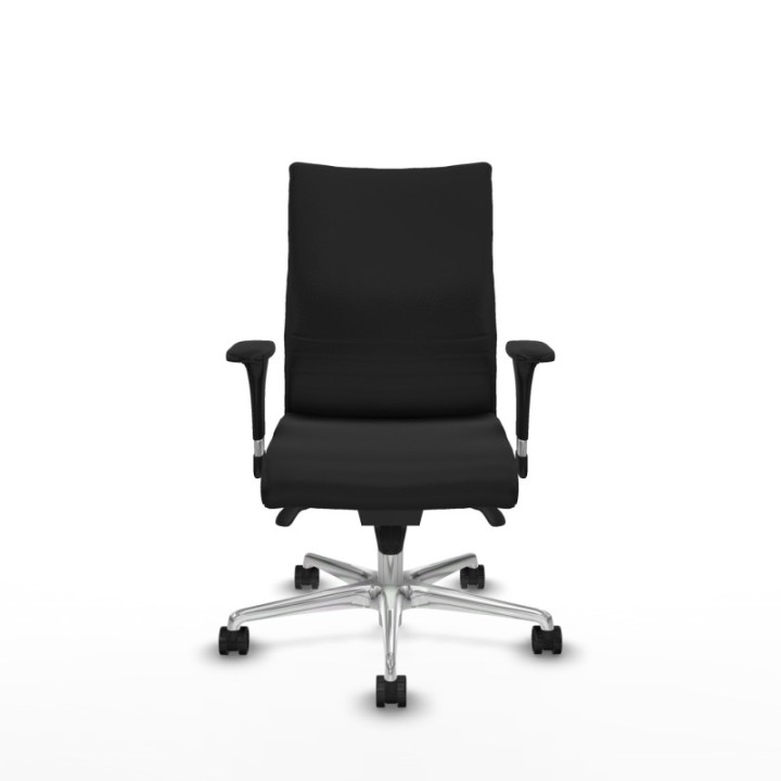 Albacete confidente XL sincro similpiel negro brazos 1D cromados base aluminio ruedas 65 mm nailon