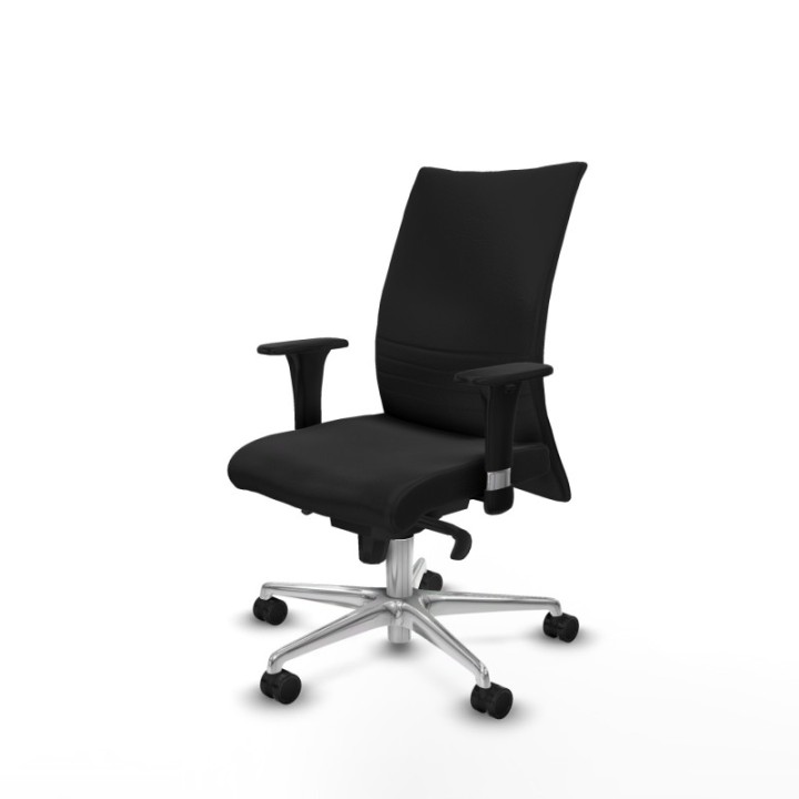 Albacete confidente XL sincro similpiel negro brazos 1D cromados base aluminio ruedas 65 mm nailon