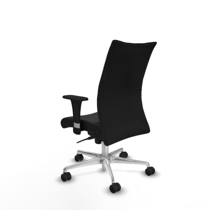 Albacete confidente XL sincro similpiel negro brazos 1D cromados base aluminio ruedas 65 mm nailon