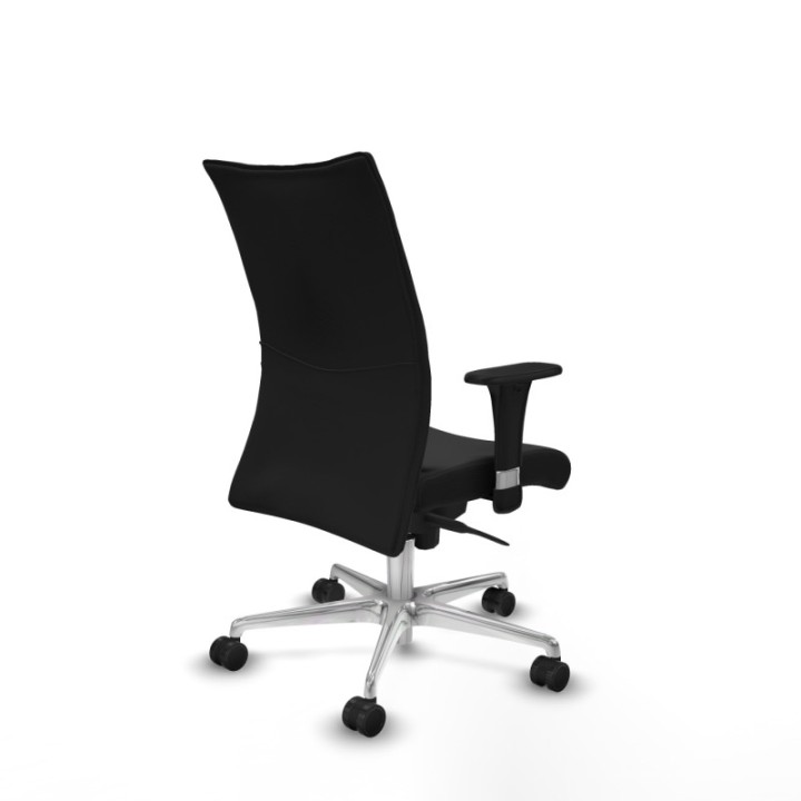 Albacete confidente XL sincro similpiel negro brazos 1D cromados base aluminio ruedas 65 mm nailon