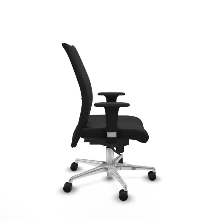 Albacete confidente XL sincro similpiel negro brazos 1D cromados base aluminio ruedas 65 mm nailon