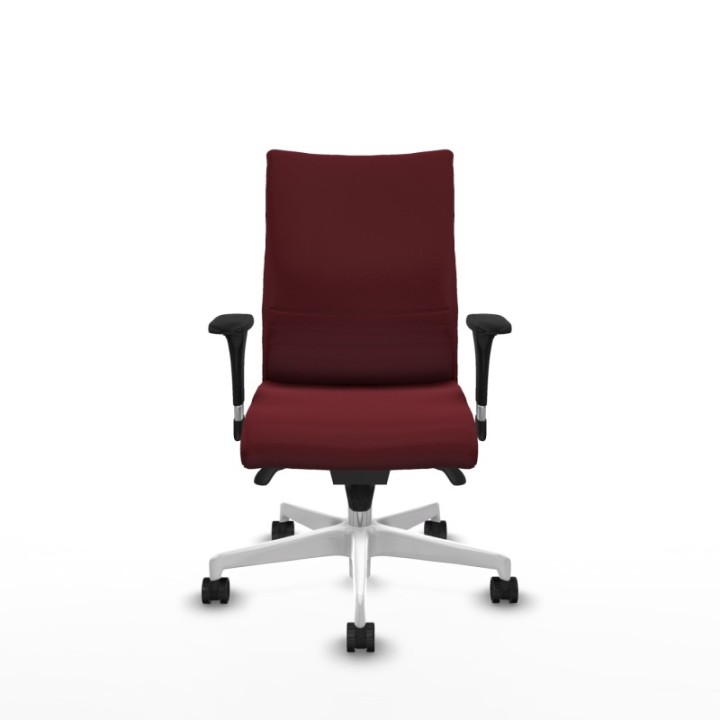 Albacete confidente XL sincro similpiel granate brazos 1D cromados base blanca ruedas 65 mm nailon