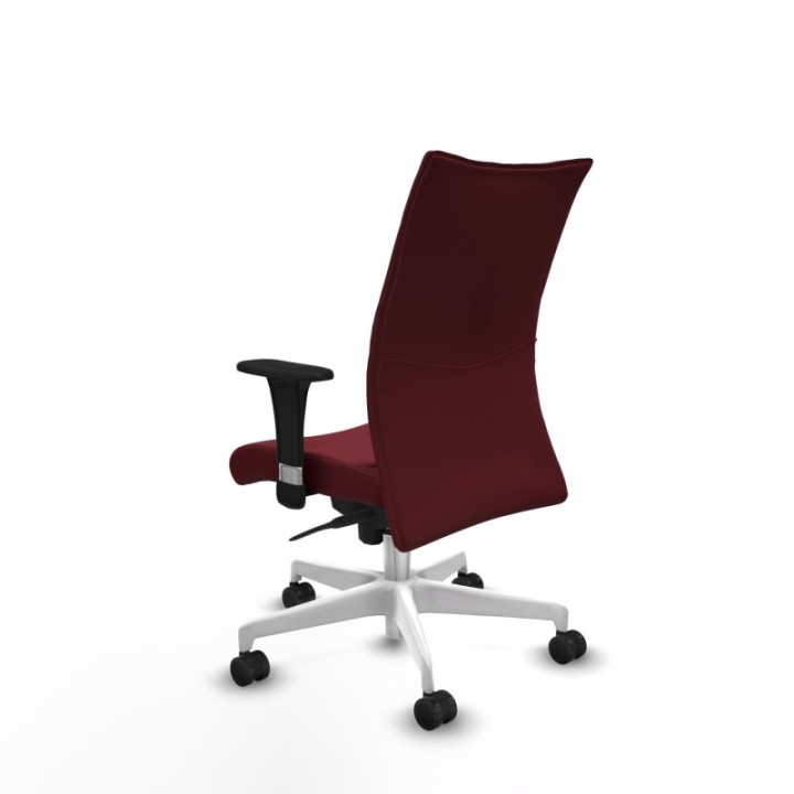 Albacete confidente XL sincro similpiel granate brazos 1D cromados base blanca ruedas 65 mm nailon