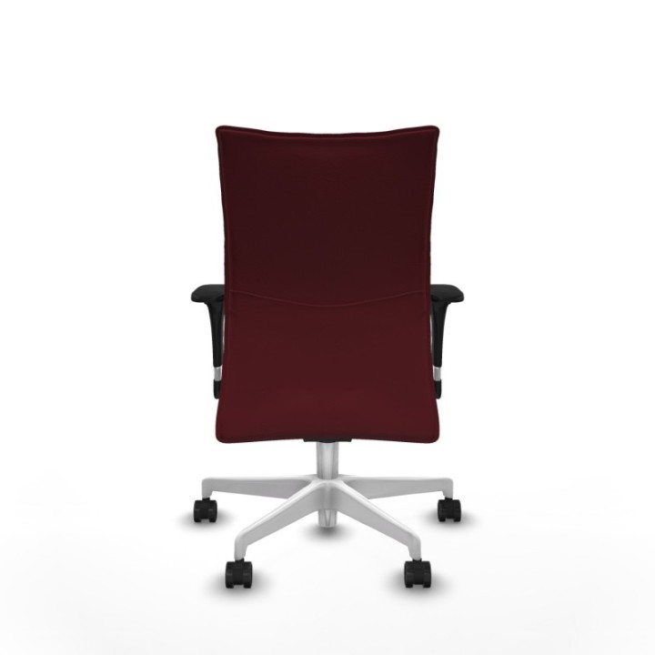 Albacete confidente XL sincro similpiel granate brazos 1D cromados base blanca ruedas 65 mm nailon