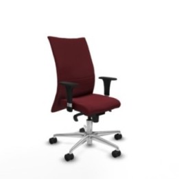 Albacete confidente XL sincro similpiel granate brazos 1D cromados base aluminio ruedas 65 mm nailon