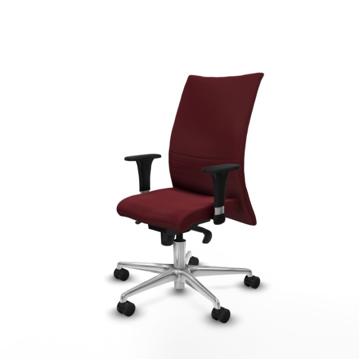 Albacete confidente XL sincro similpiel granate brazos 1D cromados base aluminio ruedas 65 mm nailon