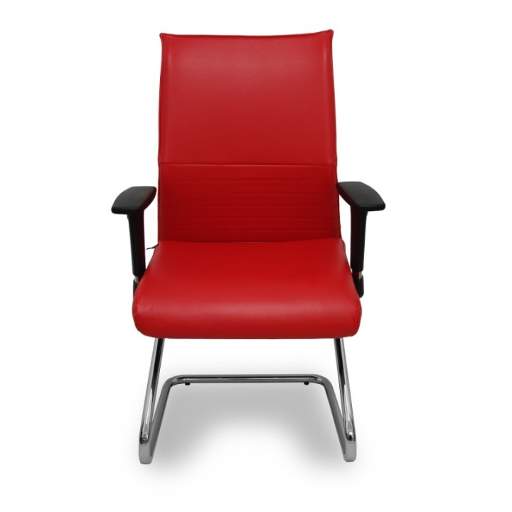 Sillón Albacete confidente patín similpiel rojo brazos regulables