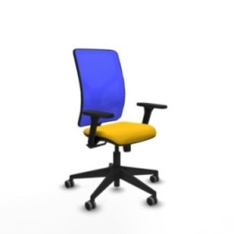 Motilla sincro malla azul bali amarillo brazos 3D base piramidal  ruedas 65mm engomadas